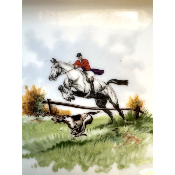 3 Vintage H & Co Selb Bavaria Heinrich Trinket Dishes featuring 3 Hunting Scenes - Picture 4 of 7